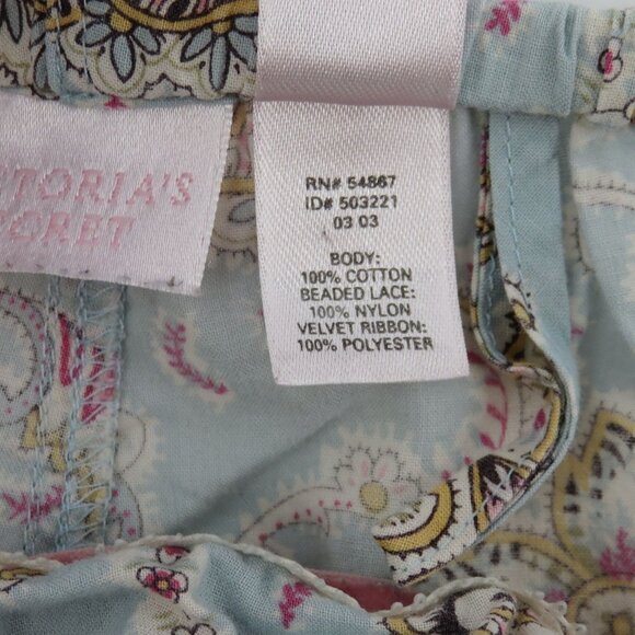 Victorias Secret Women Large Blue Paisley Scroll Crop PJ Pajama Pants Y2K 2003 - Picture 8 of 11